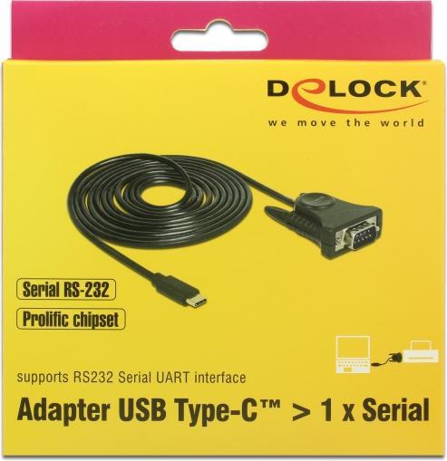 Produktbild Delock Adapter USB-C>1x Seriell DB9 RS-232 (1.80 m)