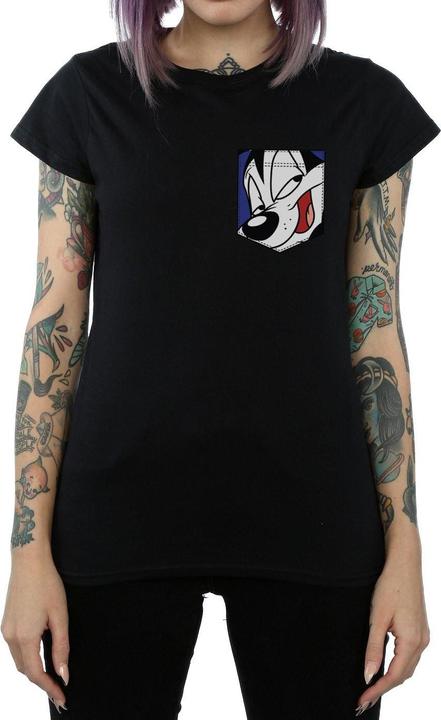 Immagine prodotto Looney Tunes Pepe Le Pew Face Faux Pocket Maglietta Donna (S)