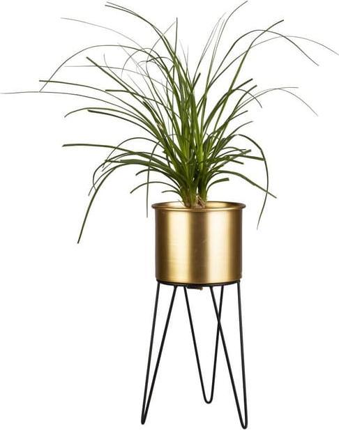 Produktbild MICA Living Pflanztopf mit Ständer - gold/schwarz - aus Metall - ca. 16 x 14 x 33 cm