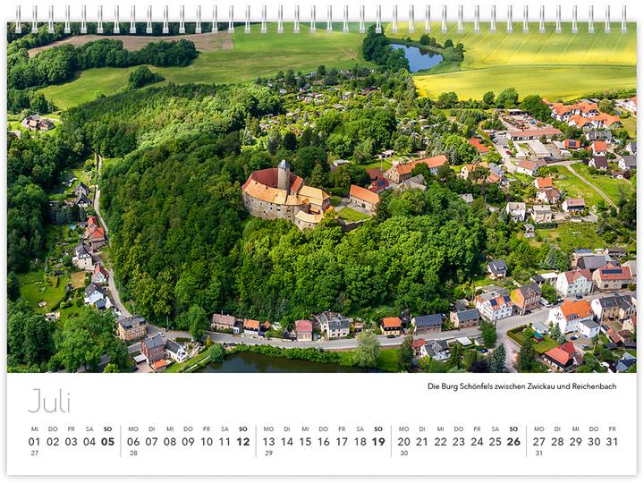 Image du produit Kalender Sachsen von oben kompakt 2026 (21 x 15 cm, Non contraignant, Allemand)