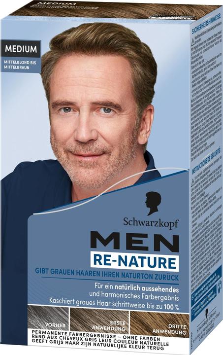 Schwarzkopf Re-Nature Men Medium, Colore Permanente 50 ml, Tintura per Capelli per Uomo, Restituisce ai capelli (MEDIO)