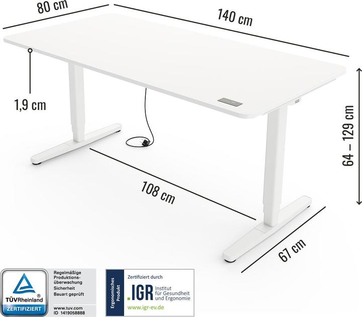 Immagine prodotto Yaasa Desk Pro (140 x 80 cm)