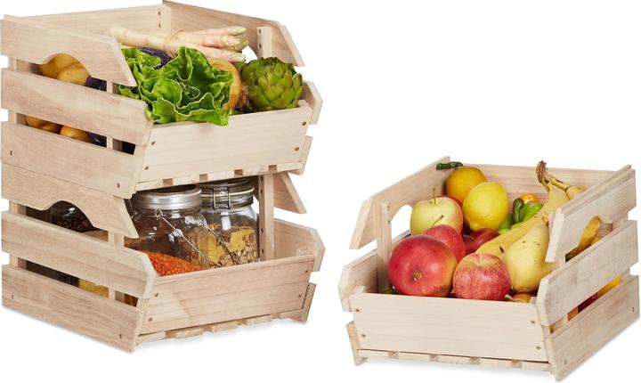 Relaxdays Wooden stacking boxes (27.5 x 38 x 20 cm)