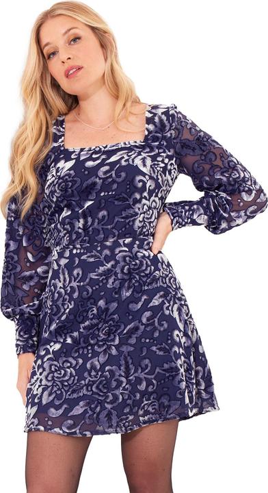 Actual product image Joe Browns Floral Devoré Voluminous Sleeve Mini Dress (44)