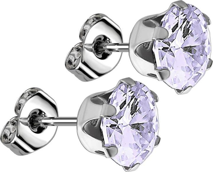 Produktbild Star Piercing Ohrstecker mit rundem Kristall lavendel (Chirurgenstahl 316L, ohne Messing)