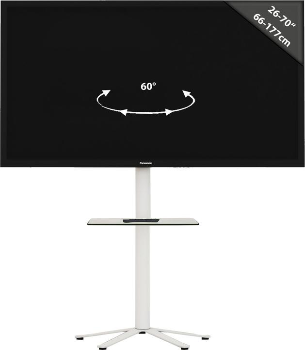 Image du produit VCM Pied TV Alu Xila avec étagère intermédiaire en verre (61 x 61 x 100 cm)