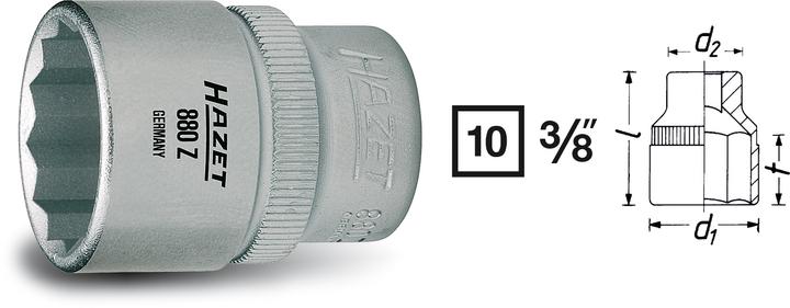 Immagine prodotto HAZET Inserto chiave a bussola ∙ a doppio esagono 880Z-17 ∙ Attacco quadro, cavo, 10 mm (3/8 di pol… (17 mm)