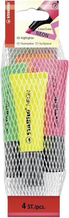Produktbild STABILO NEON Textmarker (Gelb, Grün, Orange, Pink, 5 mm, 4 x)