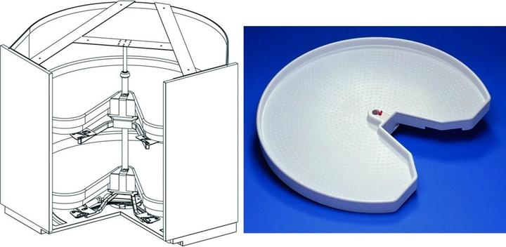 Image du produit Ninka Carrousel d'élément d'angle à porte pliante MONDO pour meubles d'angles 90°, avec 2 étagères E (1 pcs)