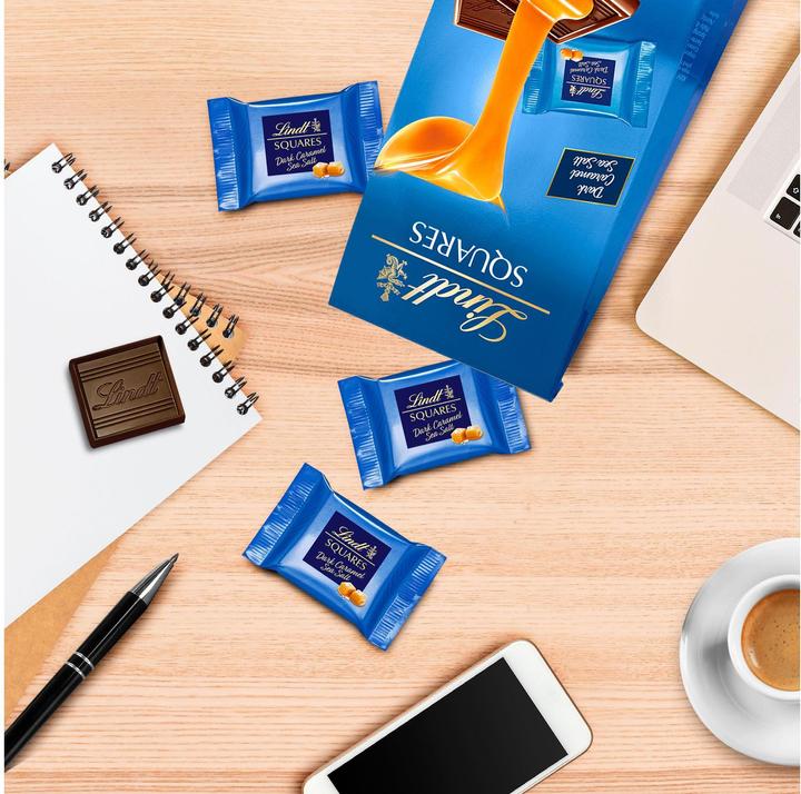 Produktbild Lindt Squares Dark Caramel Sea Salt (144 g)
