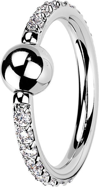 Image du produit Star Piercing Ball Closure anneau argenté cristaux latéraux argentés (sans laiton, Titane G23)