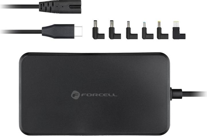 Produktbild Forcell Adapter F-ENERGY E856 uniwersal laptop charger 65W (6 adaptors) - czarny (65 W)