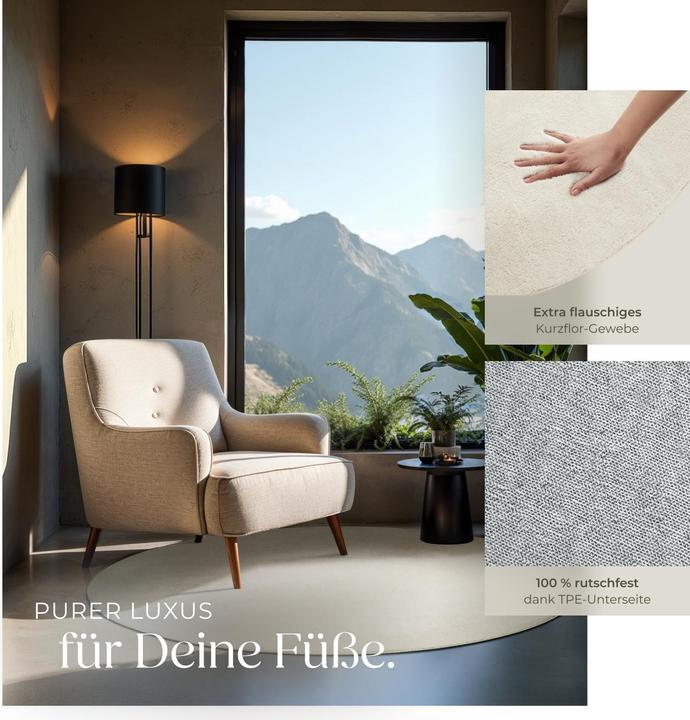 Produktbild tectake Kurzflorteppich Soft Zone (120 x 120 cm)
