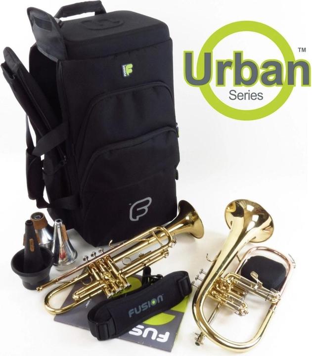 Actual product image Fusion UB-04-B Urban Triple Trumpet Bag - Blue/Black (Trumpets, Flugelhorn, Cornet)