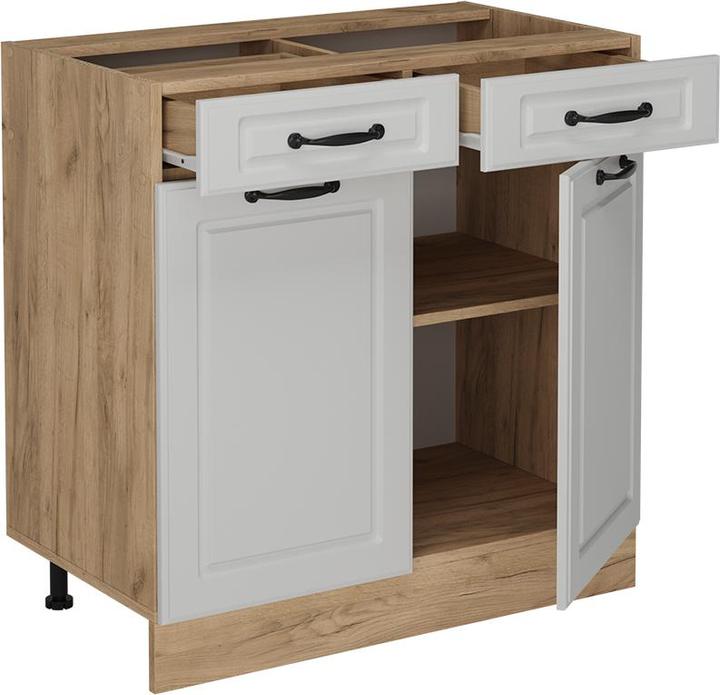 Actual product image Vicco Kitchen base cabinet R-Line, White country house/Gold power oak, 80 cm WT Marble
