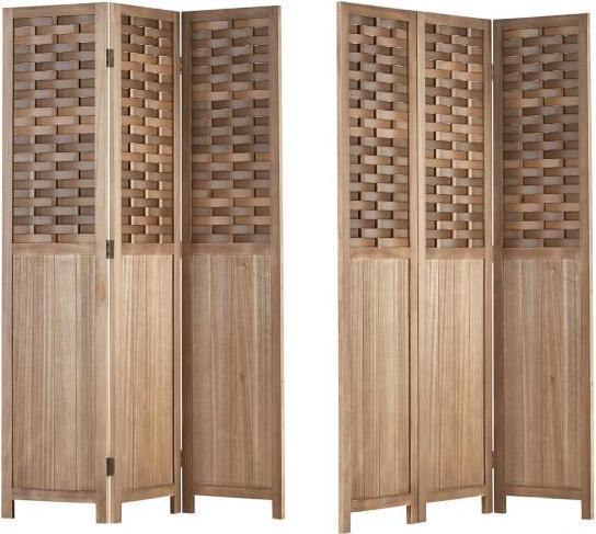 Produktbild Homestyle4u Paravent Raumteiler 3 teilig Holz Trennwand Rattan Optik Sichtschutz Braun
