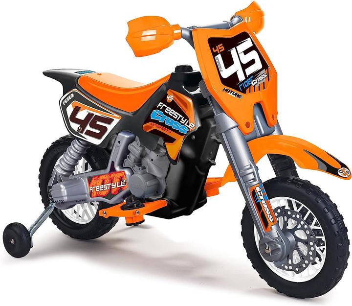 Feber Motocyclette de cross orange à batterie 6 V pour enfants
