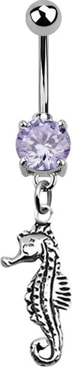 Immagine prodotto Star Piercing Banana in argento con ciondolo cavalluccio marino color lavanda (senza ottone, Acciaio chirurgico 316L, Argento 925)