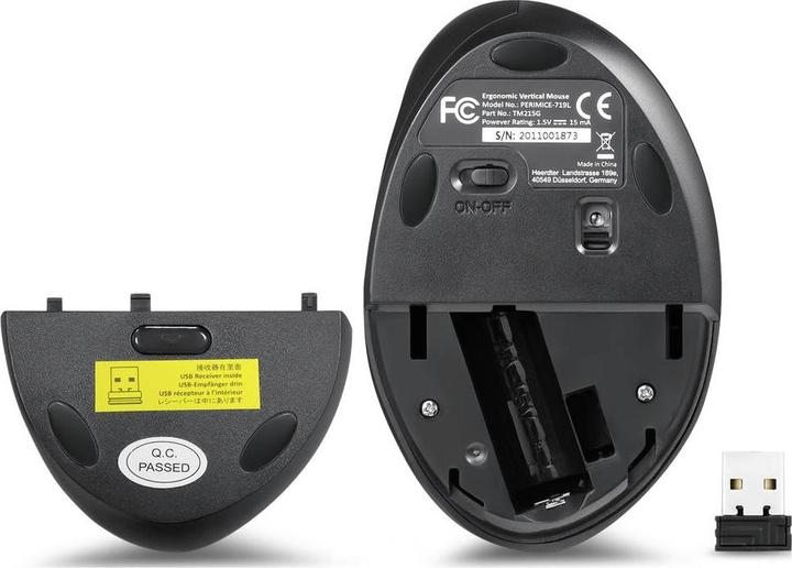 Actual product image Perixx PERIMICE-719L, Small ergonomic mouse for left-handers, cordless, black (Wireless)