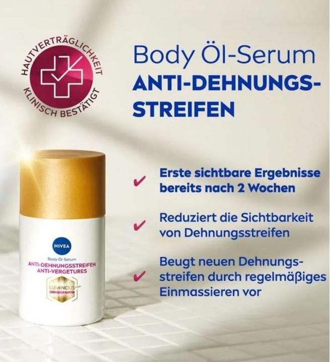 Image du produit NIVEA Sérum huileux lumineux pour le corps anti-vergetures (Huile pour le corps, 100 ml)