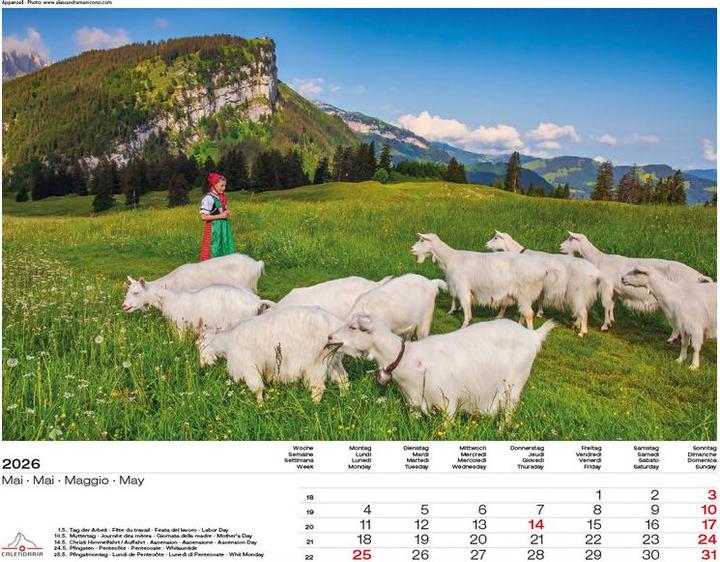 Produktbild Schweiz-Suisse-Svizzera-Switzerland 2026 (40 x 31 cm, Harter Einband, Französisch, Deutsch)