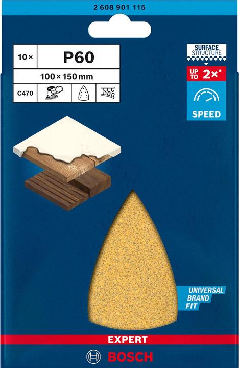 Image du produit Bosch Professional Zubehör EXPERT C470 Papier abrasif à 7 trous pour ponceuses Multi, 100 x 150 mm, G 60, 10 pcs. (60)