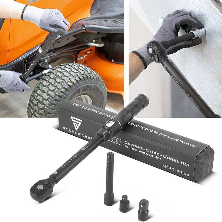 Produktbild Stahlwerk Drehmomentschlüssel TWS-110 ST 72 Zähne 20-110 Nm 3/8“ Umschaltknarre (3/8", 1/4", 1/2", 20 Nm, 110 Nm)