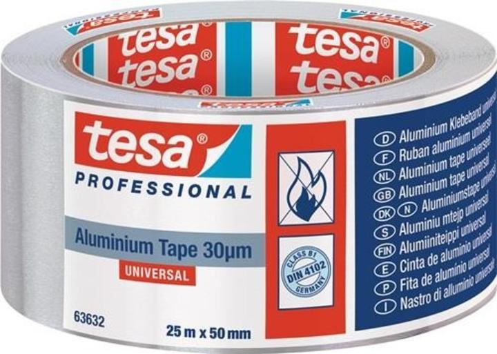 Image du produit tesa Ruban adhésif aluminium universel 63632 avec liner Longueur 25 m Largeur 50 mm (50 mm)