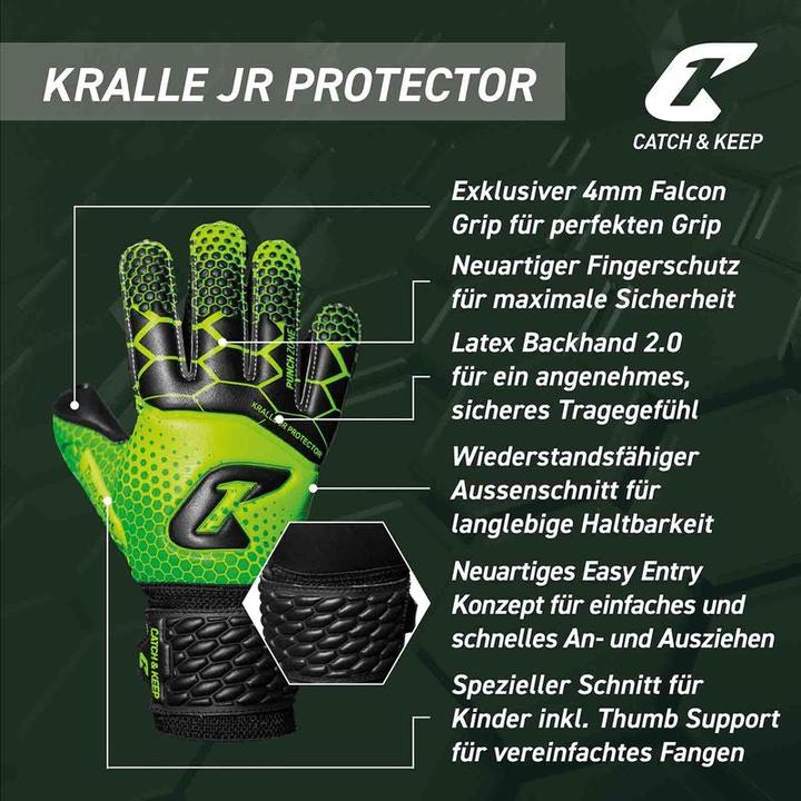 Produktbild Catch & Keep Fussballhandschuhe Kralle Protector Gr. 4 Grün Torwart Keeper Goalie Handschuhe (4)