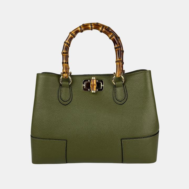 Actual product image Only-Bags.Store Leather Handbags, Bamboo Handle Bag, Genuine Leather Handbags, Handmade Leather Bag