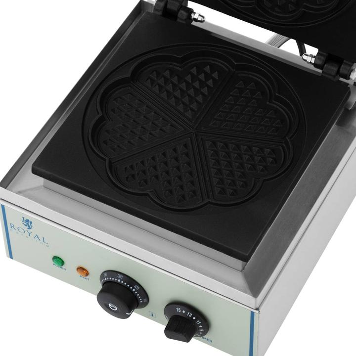Produktbild Royal Catering Waffeleisen Waffelautomat Waffel Maker Herzform 1500W Timer Edelstahl Gastro Xxl
