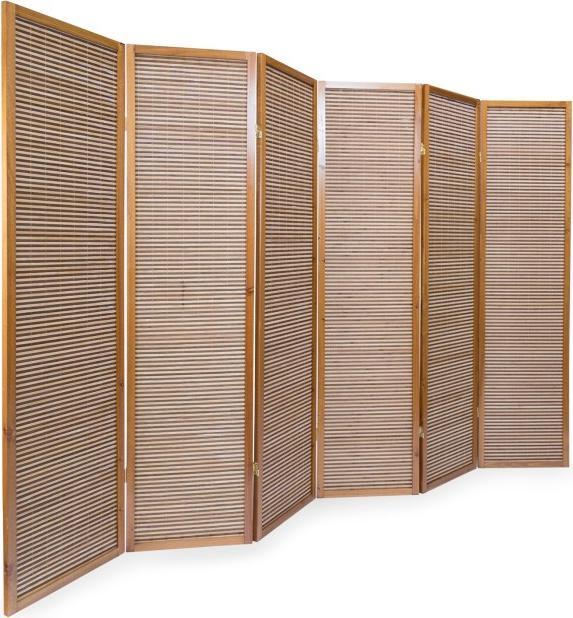 Actual product image Homestyle4u 6-panel wooden screen bamboo brown