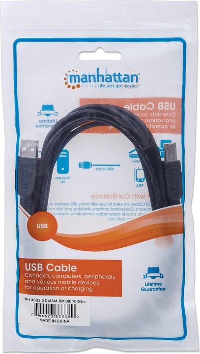 Produktbild Manhattan Hi-Speed USB B Anschlusskabel (5 m, USB 2.0, 2.50 W)