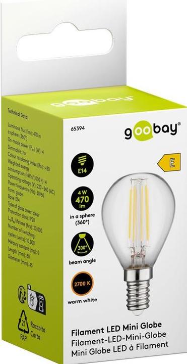 Produktbild Goobay Filament-LED-Mini-Globe, 4 W (E14, 4 W, 470 lm, 1 x, E)