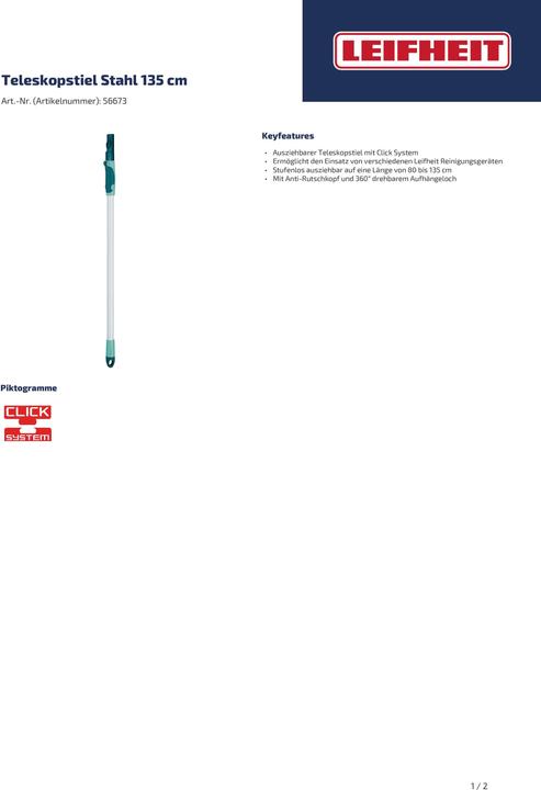 Actual product image Leifheit telescopic handle 75-135cm (1 pcs.)
