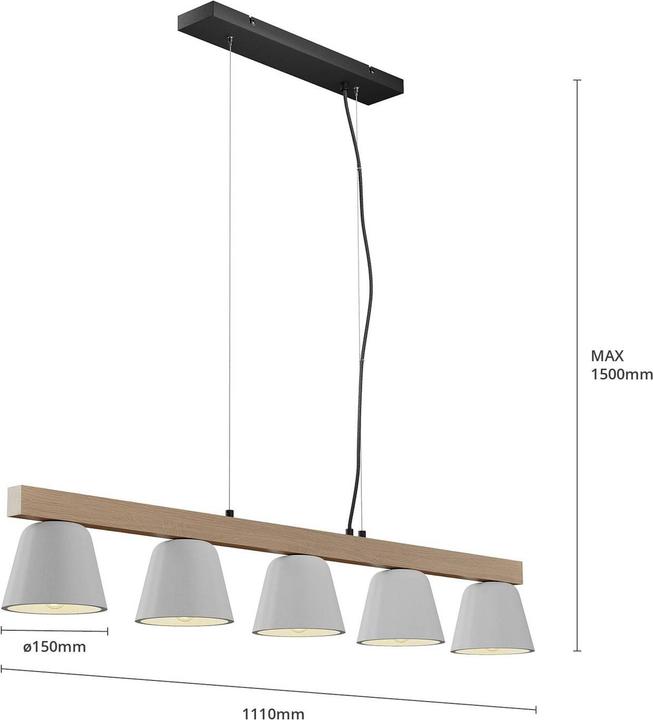 Image du produit Lucande Kalinda Lampe à suspendre Grey/Oak (E14)
