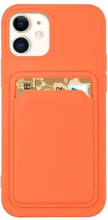 Produktbild Hurtel Card Case Silicone Wallet Wallet with Card Slot Documents for iPhone 12 Pro Max Orange (Apple iPhone 12 Pro Max)