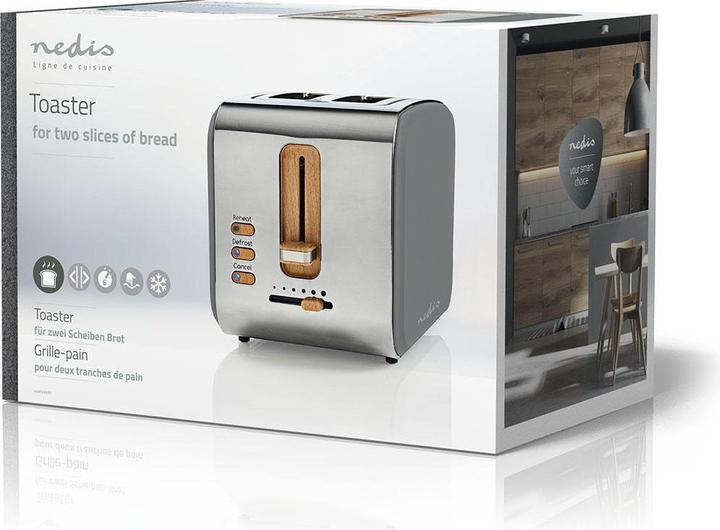 Produktbild Nedis Toaster Soft Touch Serie 2 Steckplätze Bräunungsstufen: 6 Auftaufunktion Grau