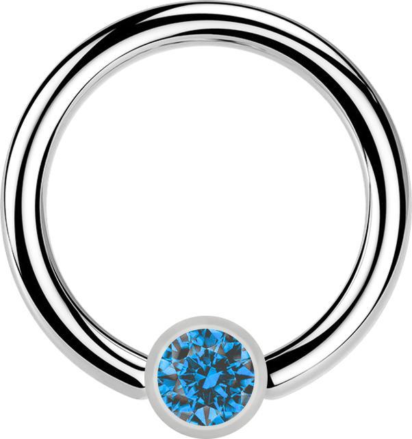 Image du produit Star Piercing Micro Ball Closure anneau argent et cristal bleu clair (Acier chirurgical 316L, sans laiton)