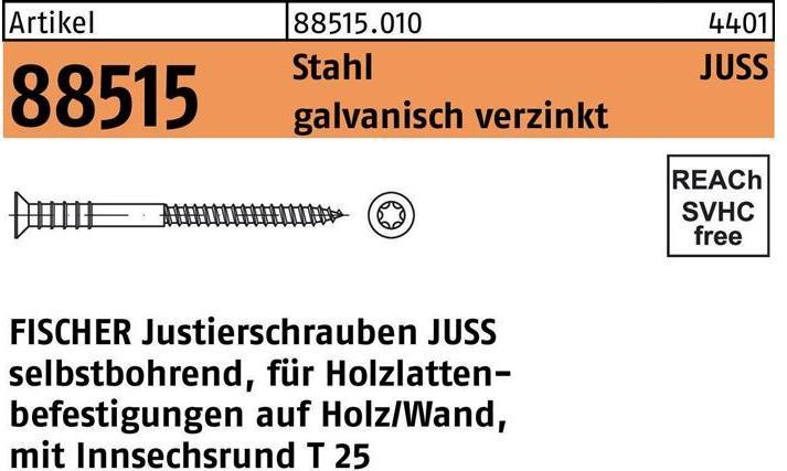Produktbild Fischer Justierschraube R 88515 JUSS 6x 80/T25 Stahl galvanisch verzinkt (100 Schrauben pro Stück)