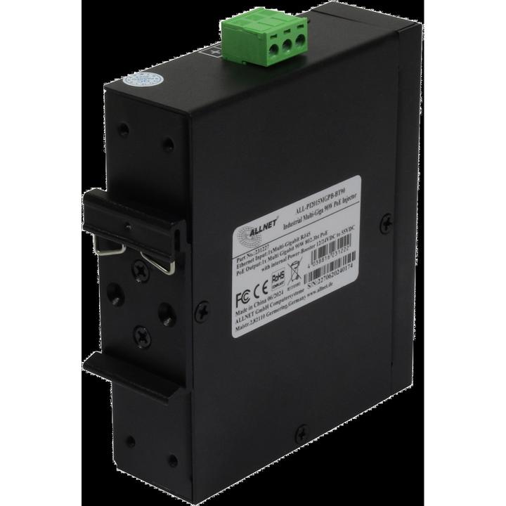 Image du produit Allnet Injecteur PoE Industriel MultiGigabit - PoE BT avec Power Booster (15.4W/30W/90W) - DIN - ALLN (802.3af (PoE), 802,3bt (PoE+++), 802,3at (PoE+), 90 W)