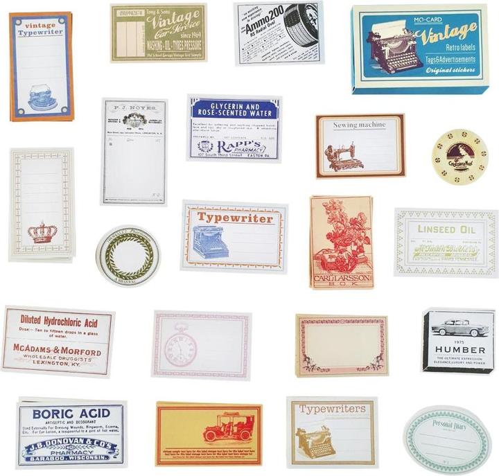 Actual product image JTI 60x sticker labels in box, vintage - No. 2