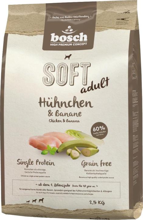 Bosch Petfood Halbfeuchtfutter Soft Adult, Huhn & Banane, 2.5 kg (Adulte, 1 pcs, 2500 g)