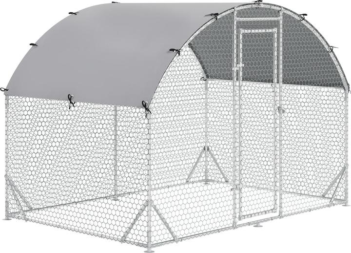 PawHut Hühnerstall Stahl, Polyester Silber