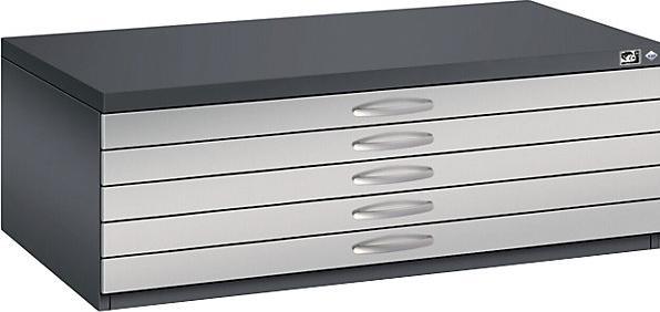 Image du produit C+P CP 7100 Armoire à plans gris noir, aluminium blanc 5 tiroirs 110,0 x 76,5 x 42,0 cm