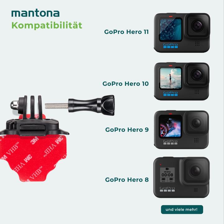 Produktbild mantona 360° Befestigungsplatte 3M für GoPro (GoPro HERO8 Black)
