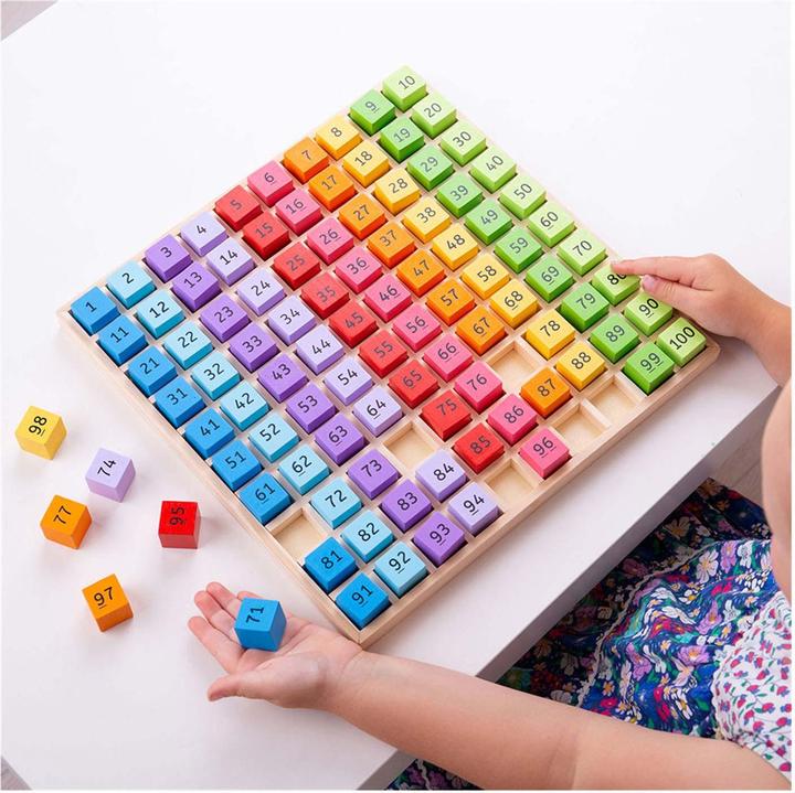 Actual product image Bigjigs Wooden number blocks in a square board, 100pcs.