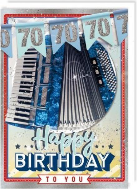 Produktbild Bentino Musikkarte A4 - Happy Birthday "70" mit Akkordeon