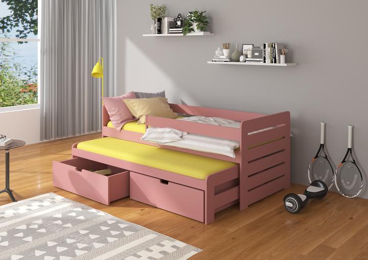 Produktbild ADRK Furniture Doppelbett mit Geländer und Matratzen TOMI 200x90 (200 x 90 cm)