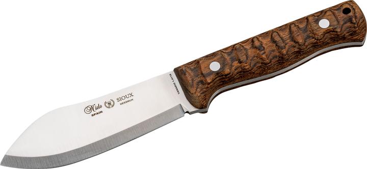 Actual product image Nieto Belt knife SIOUX, 1.4116 steel, stainless, full tang, bocote wood handle scales, leather sheath. (11.20 cm)